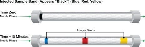 Abbildung G: Die Funktionsweise einer chromatographischen Säule – Banden