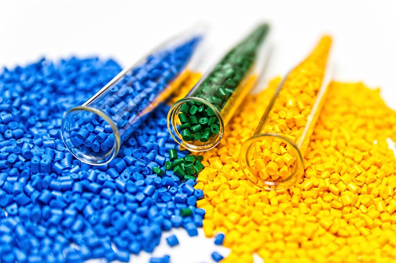 Colorful plastic polymers in vials