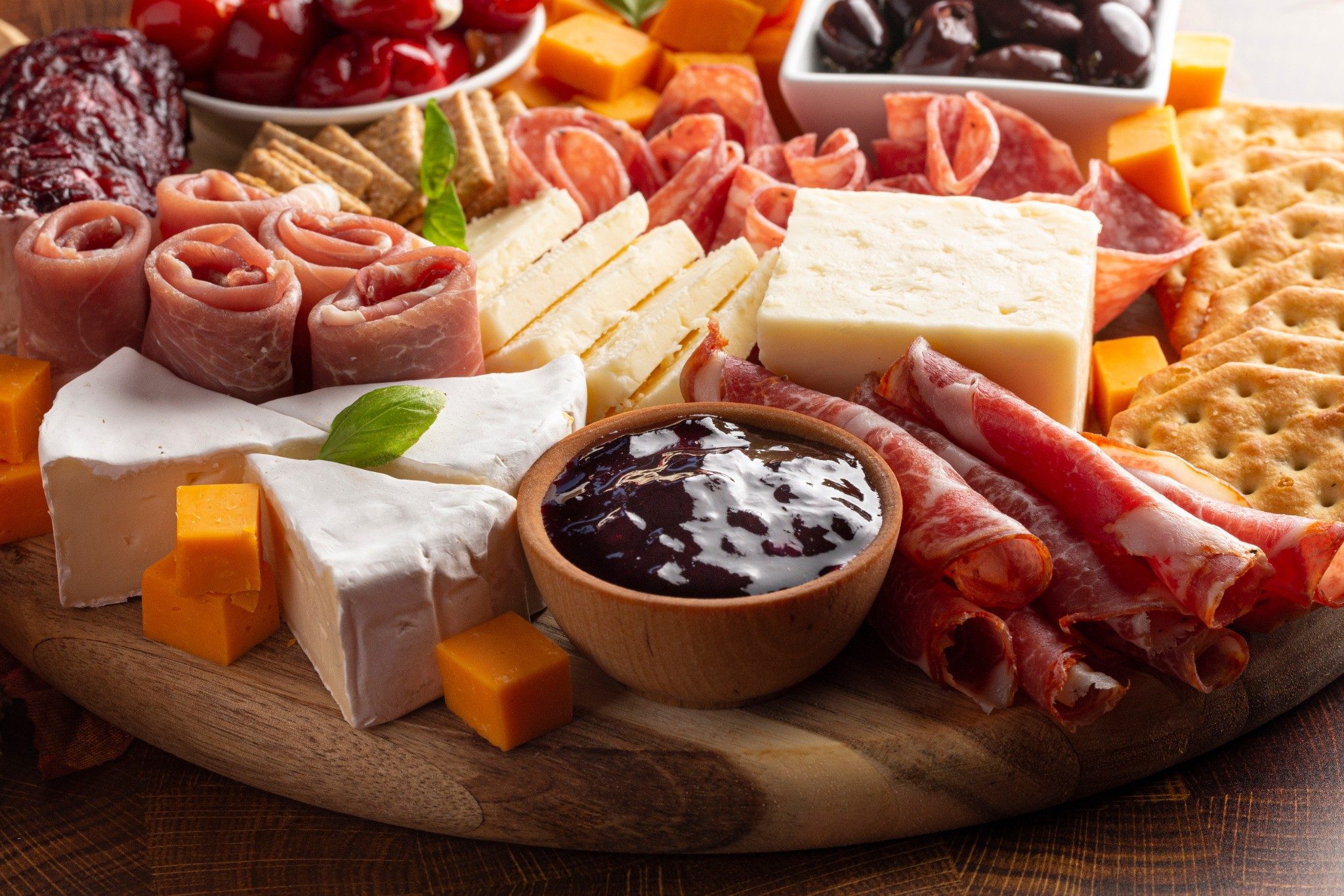 Charcuterie Board on a Wooden Butcher Block