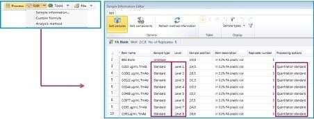 Modifying sample list post data acquisition.