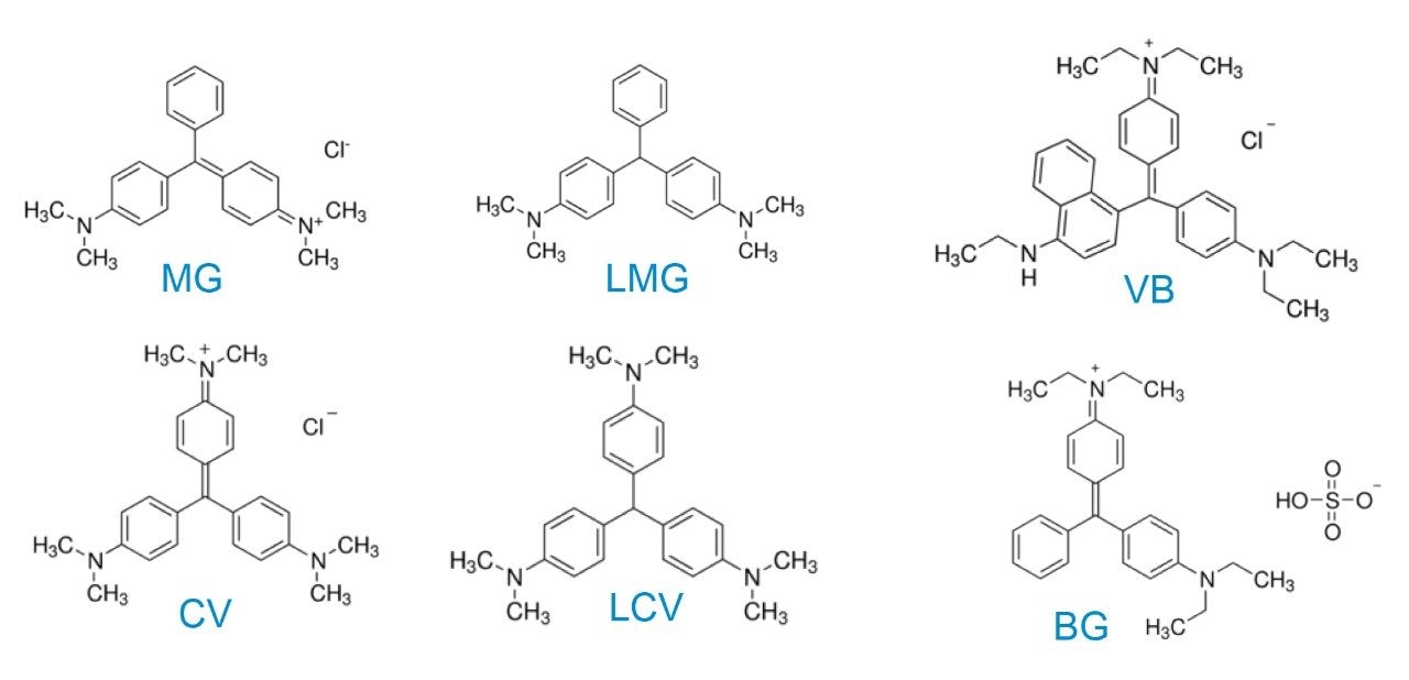 Chemical structures of dyes included in the study