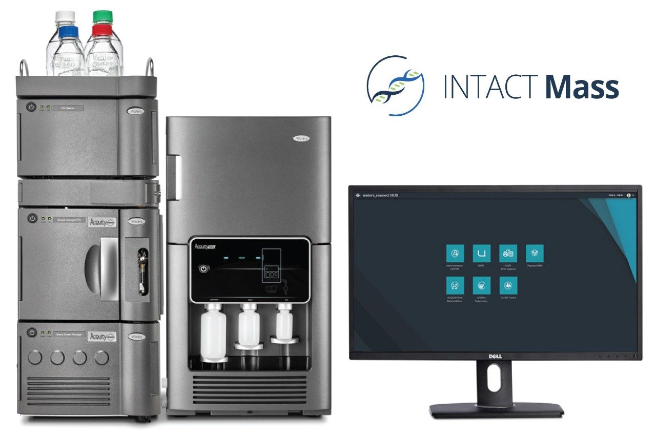 The BioAccord™ LC-MS System with ACQUITY™ Premier, comprised of an ACQUITY Premier binary UPLC™ with detection by Tunable UV detector (TUV) coupled in-line with the ACQUITY RDa™ accurate mass detector, operated under the waters_connect informatics platform.