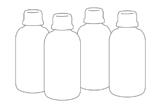 Line drawing of bottles